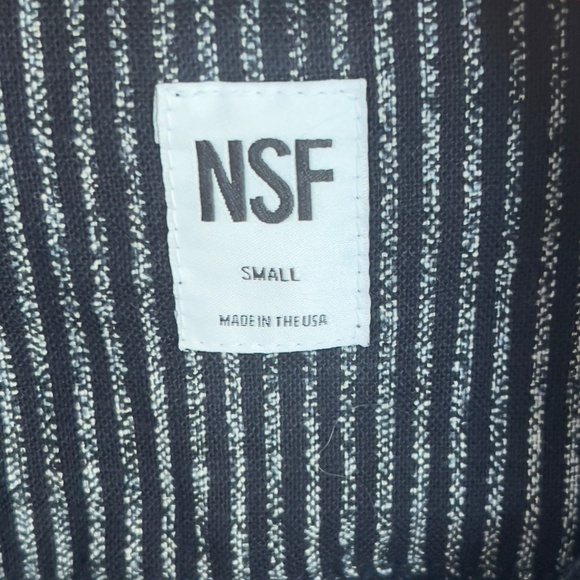 NSF Lyaunna Cut Off Shirt Sz S Small Black White Striped Cotton Crop Minimalist - Picture 5 of 7